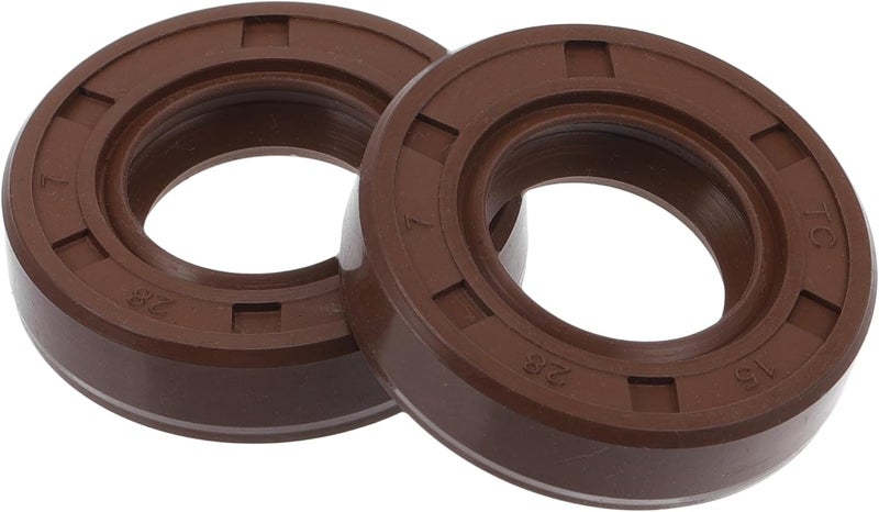VekAuto Universal Oil Seal TC Double Lip W Steel Spring Seal Ring Rotary Shaft Seal 15x28x7mm High Pressure FKM Rubber Brown 2 Pcs - Image 1